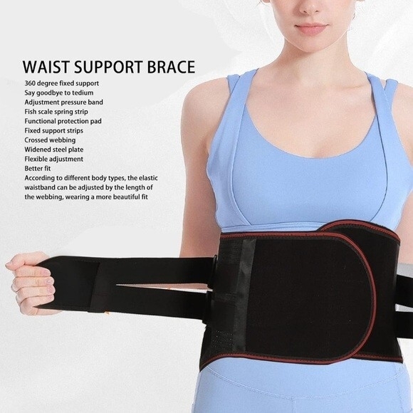 Waist Support Belt XL Black Lumbar Brace Widened Steel Plate Breathable NWOT main image 8